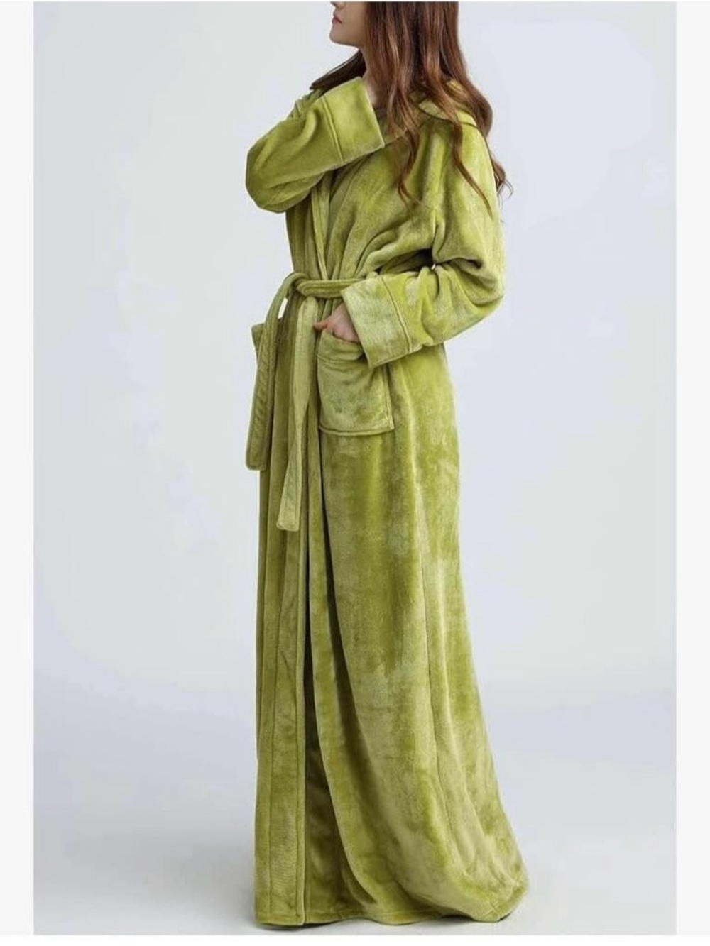 Plush Long Women’s Robe - Bright Green